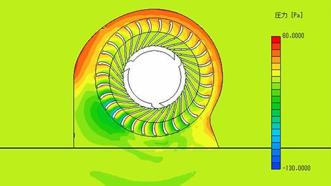 遠心ファンの静圧分布(数値解析)